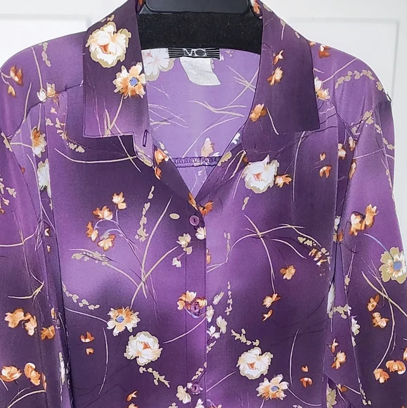 MG Floral Purple Blouse Size 22W/42 New With tags - Picture 1 of 5